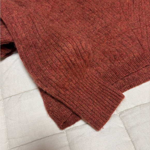 Free People ELIAS Cashmere V Neck Sweater - Cinnamon (Burnt Orange) XS - Picture 12 of 13